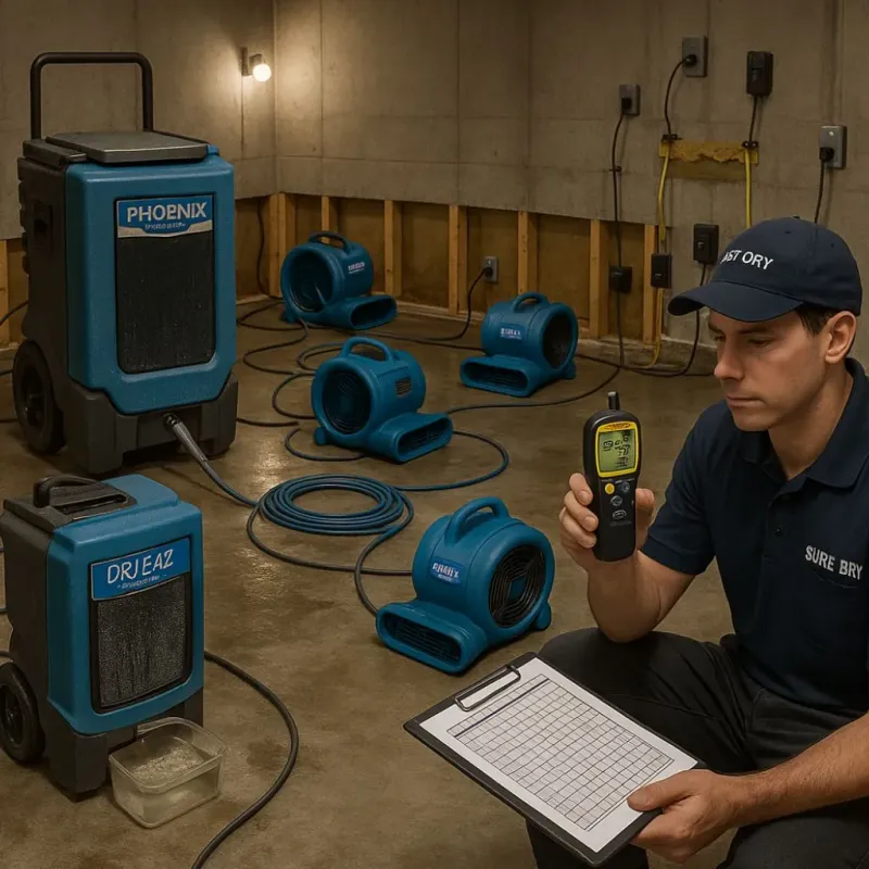 Structural Drying and Dehumidification process in Chevy Chase Village, MD